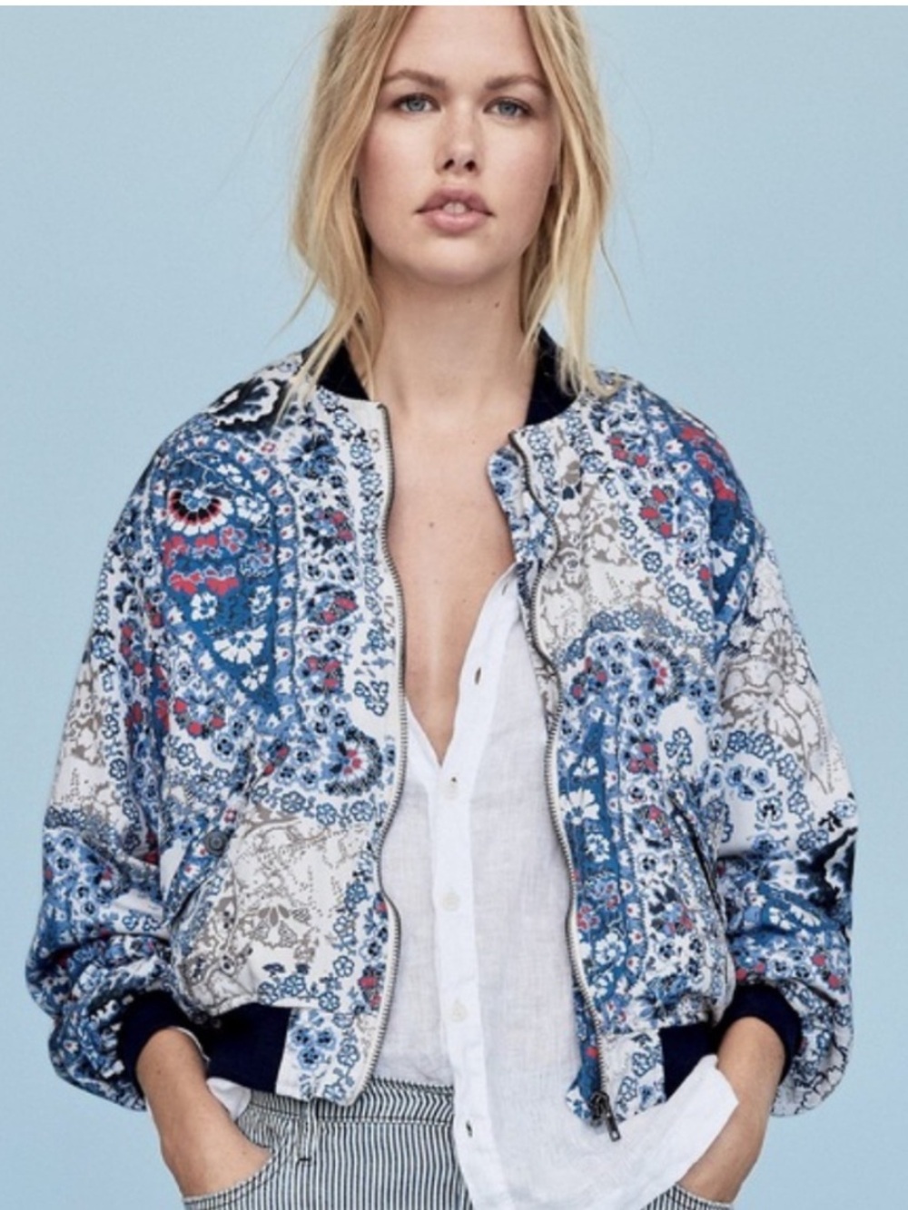 Free People Daytrip Printed Bomber